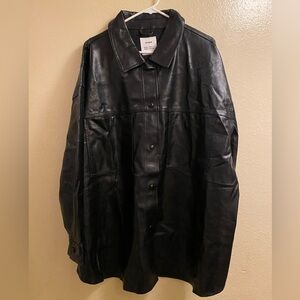 B40 - Cotton On faux leather Black Jacket sz 20/22